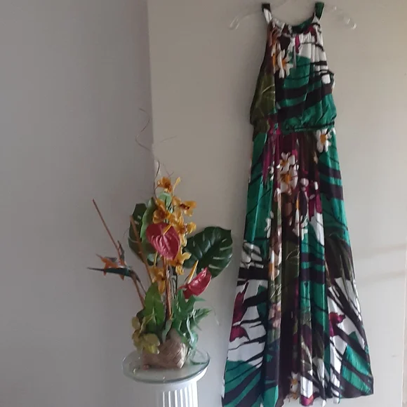 Chico's Dresses Chicos Floral Blouson Halter Maxi Dress Sz